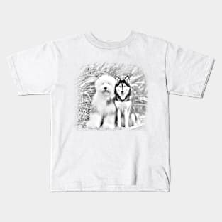 Husky Sketch Art T-Shirt Kids T-Shirt